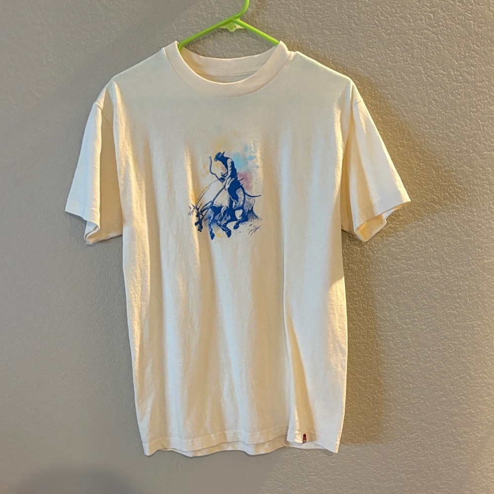 Kimes Ranch Cream Tee with Blue Graphic